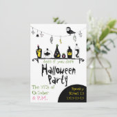 Cute girly tiener Halloween party-uitnodiging Kaart (Staand voorkant)