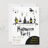 Cute girly tiener Halloween party-uitnodiging Kaart (Voorkant)