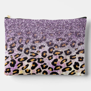 Cute girly trendy paarse faux glitter leopard etui