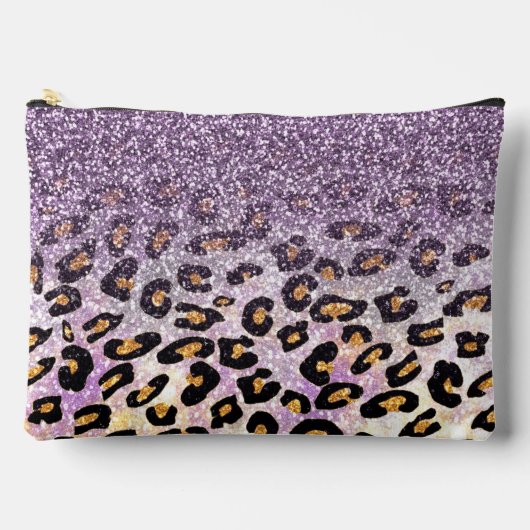 Cute girly trendy paarse faux glitter leopard etui (Voorkant)