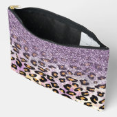 Cute girly trendy paarse faux glitter leopard etui (Open)