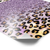 Cute girly trendy paarse faux glitter leopard foto afdruk (Hoek)