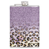 Cute girly trendy purple faux glitter leopard  heupfles (Voorkant)