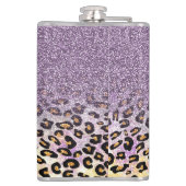 Cute girly trendy purple faux glitter leopard  heupfles (Achterkant)