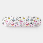 Cute Girly Trendy Unicorn Butterfly Fruit Pattern Persoonlijk Skateboard (Horizontaal)