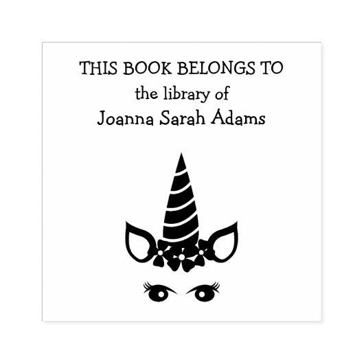 Cute Girly Unicorn Book Belangen Library Bookplaat Rubberstempel (Afrduk)