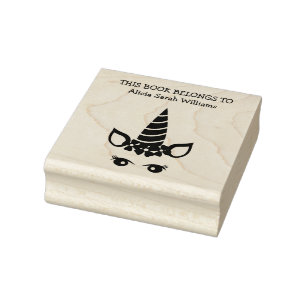 Cute Girly Unicorn Book Belangen Name Bookplaat Rubberstempel