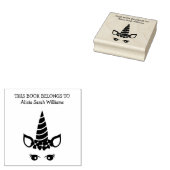 Cute Girly Unicorn Book Belangen Name Bookplaat Rubberstempel (Gestempeld)