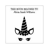 Cute Girly Unicorn Book Belangen Name Bookplaat Rubberstempel (Afrduk)