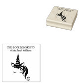 Cute Girly Unicorn Book Belangen Name Bookplaat Rubberstempel (Gestempeld)