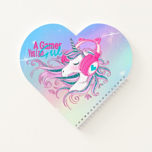 Cute Girly Unicorn en Glitter Notitieboek (Achterkant)