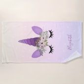 Cute Girly Unicorn Ombre Stippen Strandlaken (Voorkant)