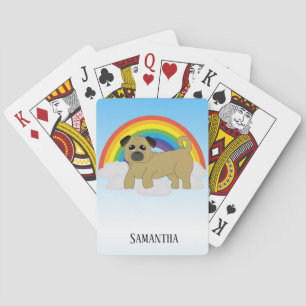Cute Girly Unicorn Pug Pugicorn Kinder Pokerkaarten