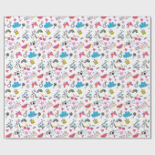 Cute Girly Unicorn Rainbow Hearts Whimsical Cadeaupapier (Vlak)