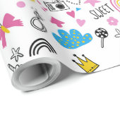 Cute Girly Unicorn Rainbow Hearts Whimsical Cadeaupapier (Rol Hoek)