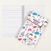 Cute Girly Unicorn Stars Rainbow Fun Voornaam Notitieboek (Binnen)