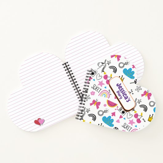 Cute Girly Unicorn Stars Rainbow Fun Voornaam Notitieboek (Binnen)