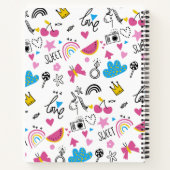 Cute Girly Unicorn Stars Rainbow Fun Voornaam nr. Notitieboek (Achterkant)