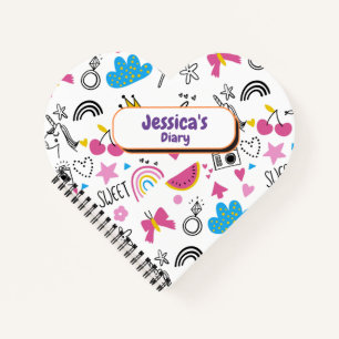 Cute Girly Unicorn Stars Rainbow Fun Voornaam nr. Notitieboek