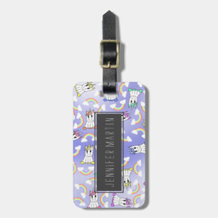 Cute Girly Unicorns en Colorful Rainbows Pattern Bagagelabel