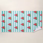 Cute Girly Watermelon Stripes - Gepersonaliseerd Strandlaken (Voorkant)