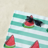Cute Girly Watermelon Stripes - Gepersonaliseerd Strandlaken (In situ)
