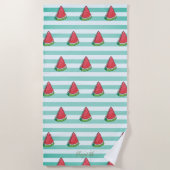 Cute Girly Watermelon Stripes - Gepersonaliseerd Strandlaken (Voorkant)