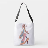 Cute Girly Waterverf Diva Glam Stilettos Crossbody Tas (Achterkant)