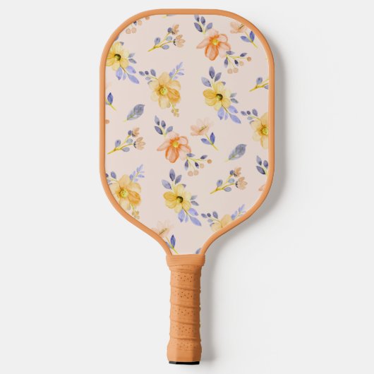 Cute Girly Waterverf Flower Floral Pattern Pickleball Paddle (Achterkant)