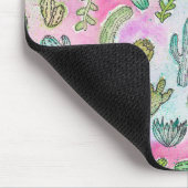 Cute Girly Waterverf Paint Summer Cactus Pattern Muismat (Hoek)