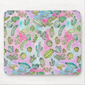 Cute Girly Waterverf Paint Summer Cactus Pattern Muismat (Voorkant)