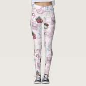 Cute Girly Waterverf Roze Kerstmis Leggings (Voorkant)