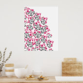 Cute girly waterverven schilderen bloesem poster (Keuken)