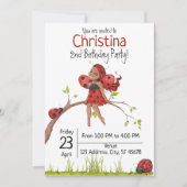 Cute Girly Whimsical Lady Bug 2e verjaardag Kaart (Voorkant)