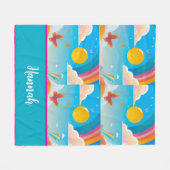 Cute Girly Whimsical Rainbow Happiness Personalize Fleece Deken (Voorkant (Horizontaal))