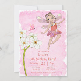 Cute Girly Whimsical Red Pink Dragonfly Birthday Kaart