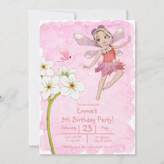 Cute Girly Whimsical Red Pink Dragonfly Birthday Kaart (Voorkant)