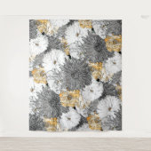 Cute Girly Yellow & Gray Floral Illustration Wandkleed (Voorkant)