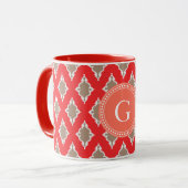 Cute girred ikat tribal monogram mok (Voorkant links)