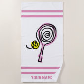 Cute girroze tennis racket design, aangepast strandlaken (Voorkant)