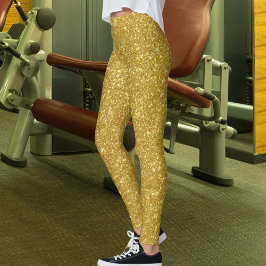Cute Glam Gold Glitter Sparkles Shiny Yoga Sport Leggings