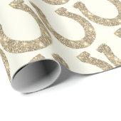 Cute Glam Hoefijzer Goud Wit Glitter Cadeaupapier (Rol Hoek)