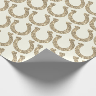 Cute Glam Hoefijzer Goud Wit Glitters Cadeaupapier