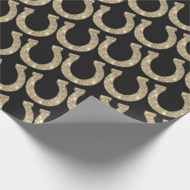 Cute Glam Hoefijzer Goud Zwart Glitters Cadeaupapier