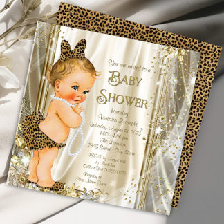 Cute Glam Luipaard Meisjesachtige Baby Meisje Show Kaart