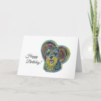 Cute Glas in lood Miniature Schnauzer met Heart