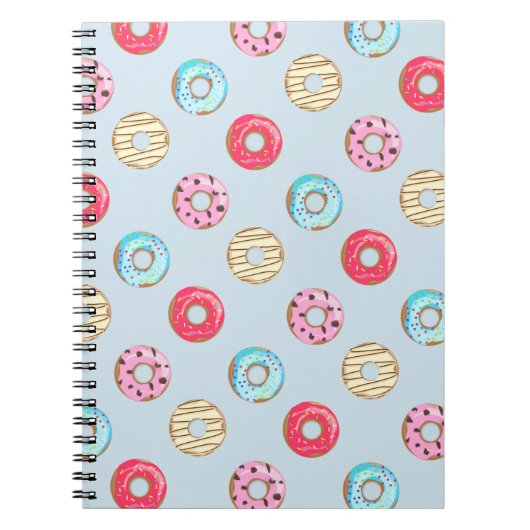 Cute Glazed Donut Pattern Light Blue Notitieboek (Voorkant)