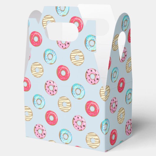 Cute Glazed Doughnut Pattern Light Blue Bedankdoosjes (Geopend)