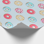 Cute Glazed Doughnut Pattern Light Blue Cadeaupapier (Hoek)