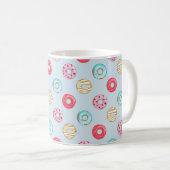Cute Glazed Doughnut Pattern Light Blue Koffiemok (Voorkant rechts)